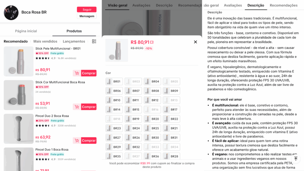 Cadastro bem estruturado no Tiktok Shop